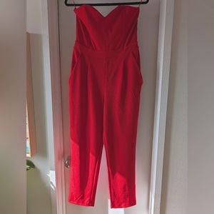 Strapless red express jumpsuit